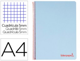 Cuaderno espiral Liderpapel Wonder A4 tapa plástico 120h micro 90g c/5mm. color celeste